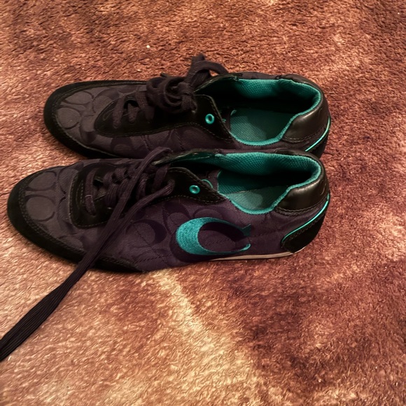 Coach Black and Teal Sole Sneakers - Picture 4 of 8